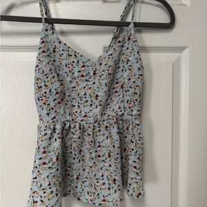 Monteau Blue Floral Sleeveless Top